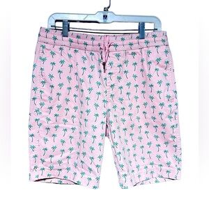 Bixby London  Pink Flamingo Drawstring Twill Shorts Preppy New W/O Tags 32x10